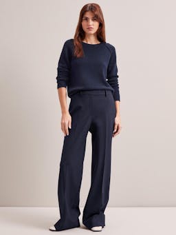 Navy Terence new wool wide leg trousers Trouser Cefinn    - Collagerie