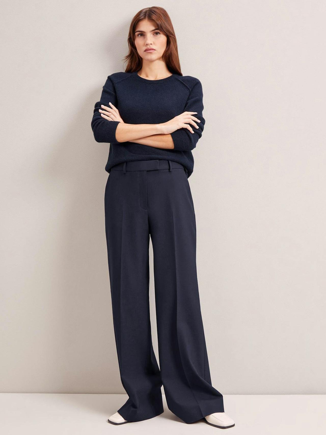 Navy Terence new wool wide leg trousers Trouser Cefinn    - Collagerie