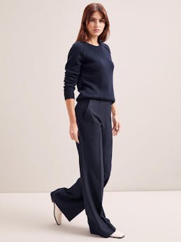 Navy Terence new wool wide leg trousers Trouser Cefinn    - Collagerie