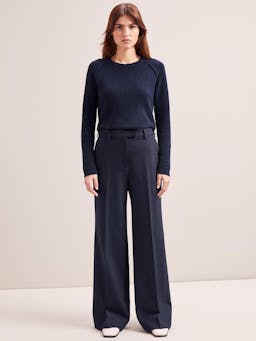 Navy Terence new wool wide leg trousers Trouser Cefinn    - Collagerie