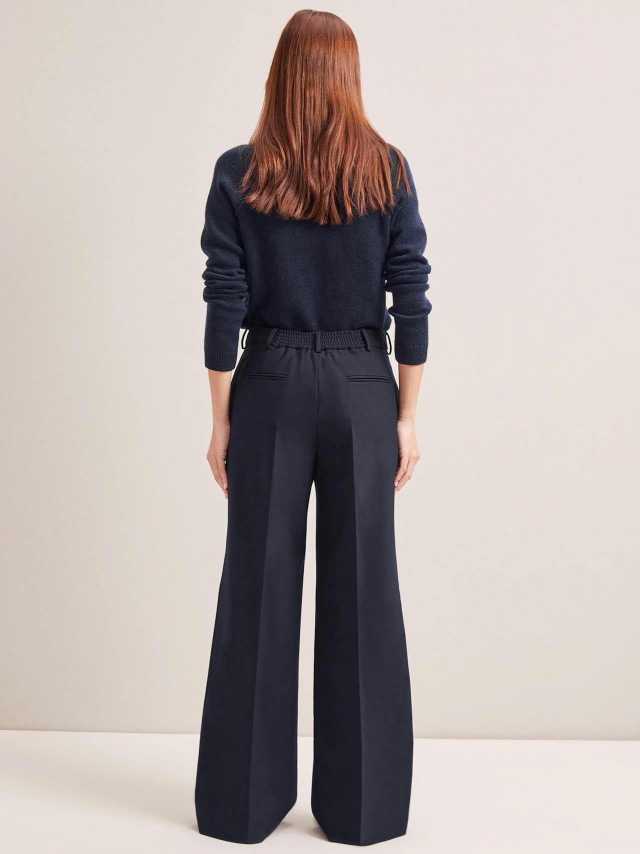 Navy Terence new wool wide leg trousers Trouser Cefinn    - Collagerie