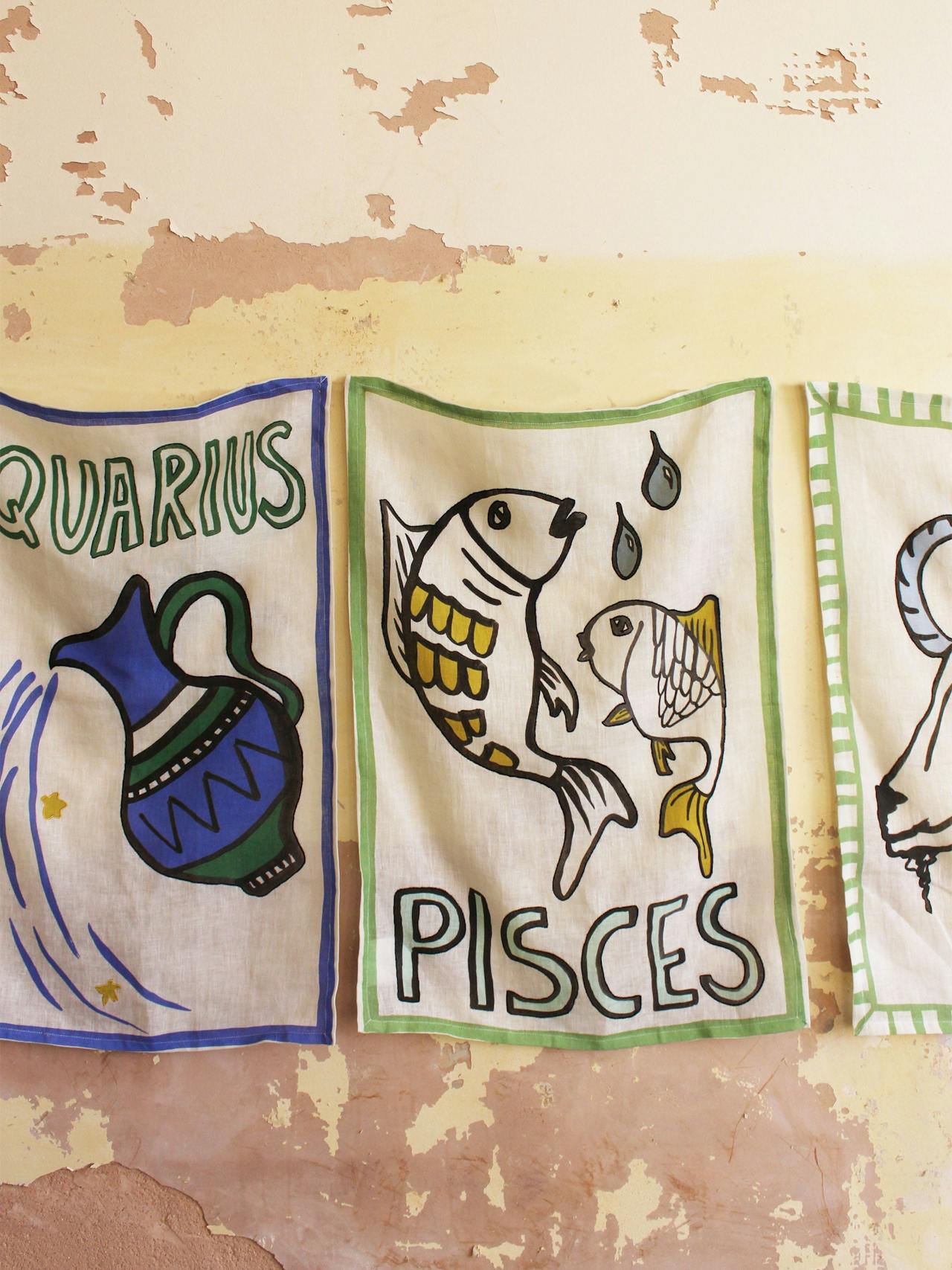 Pisces tea towel Teatowels Amuse La Bouche    - Collagerie