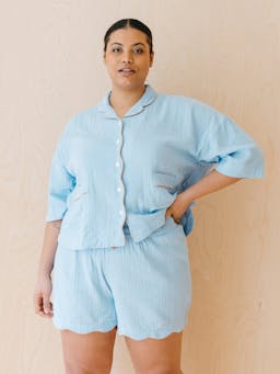 Cotton pyjamas in blue scallop Sleepwear TBCo    - Collagerie