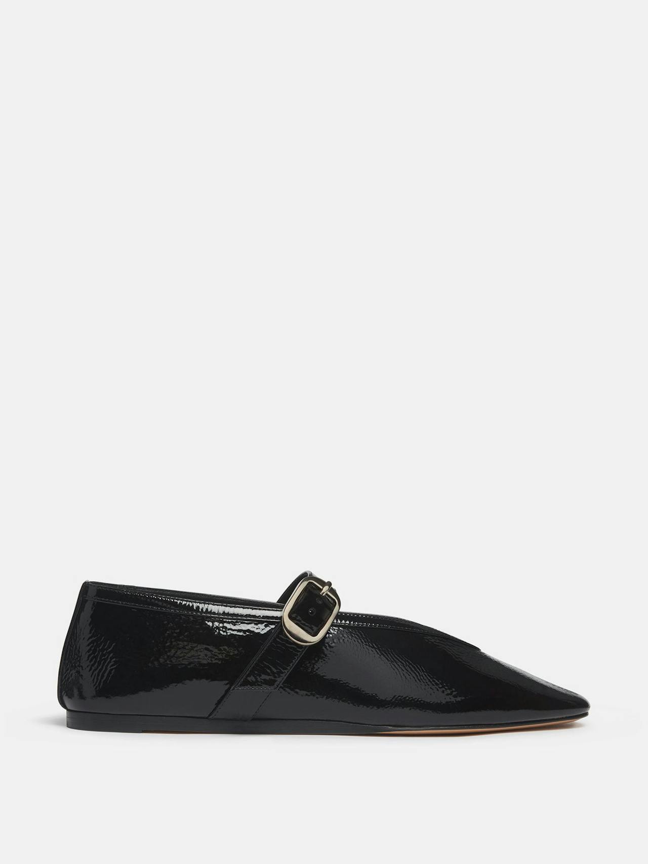 Black patent leather Stella slippers