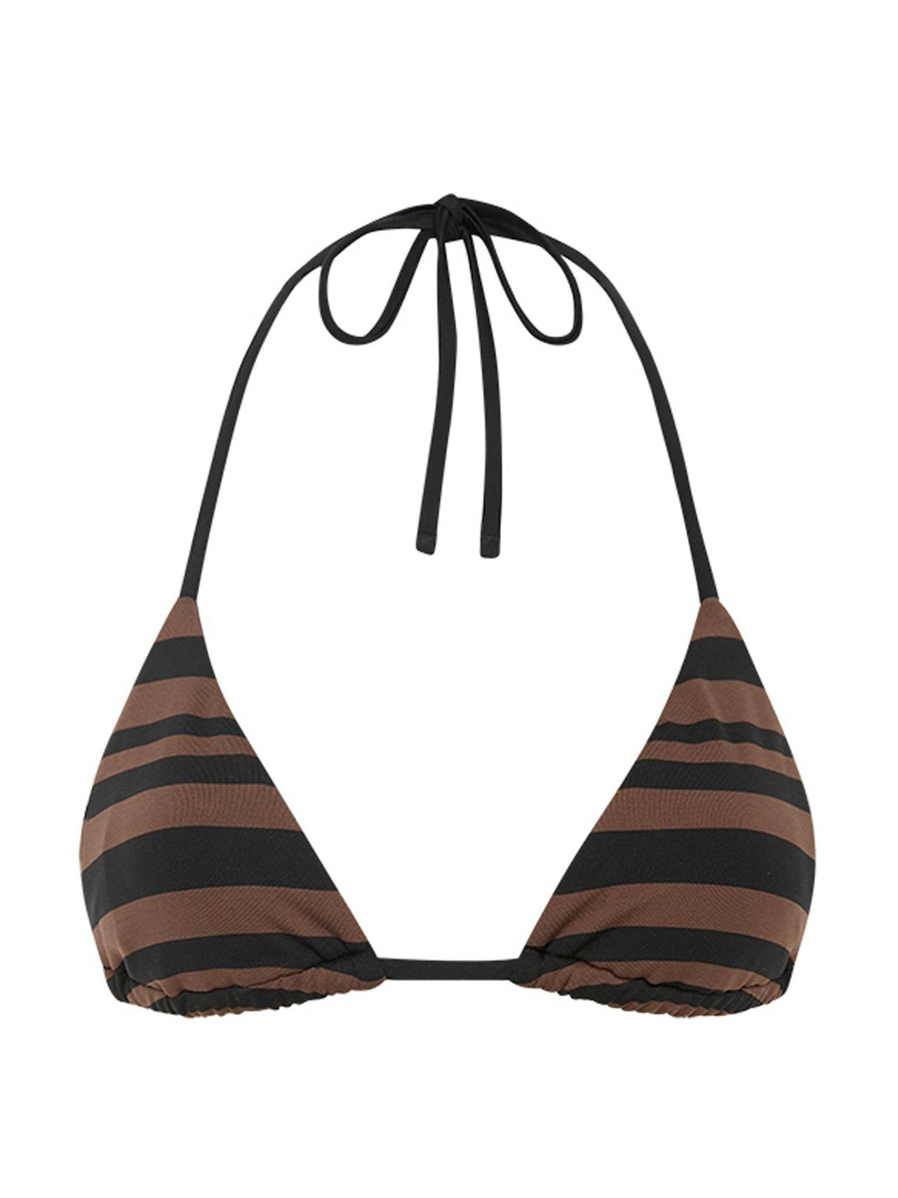 Nutmeg stripe string triangle bikini top