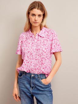 Hot pink blossom print Pippi cotton blend blouse Blouse Cefinn    - Collagerie