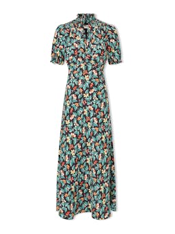 Black multi tropical floral print Irina bias cut maxi dress Dress Cefinn    - Collagerie