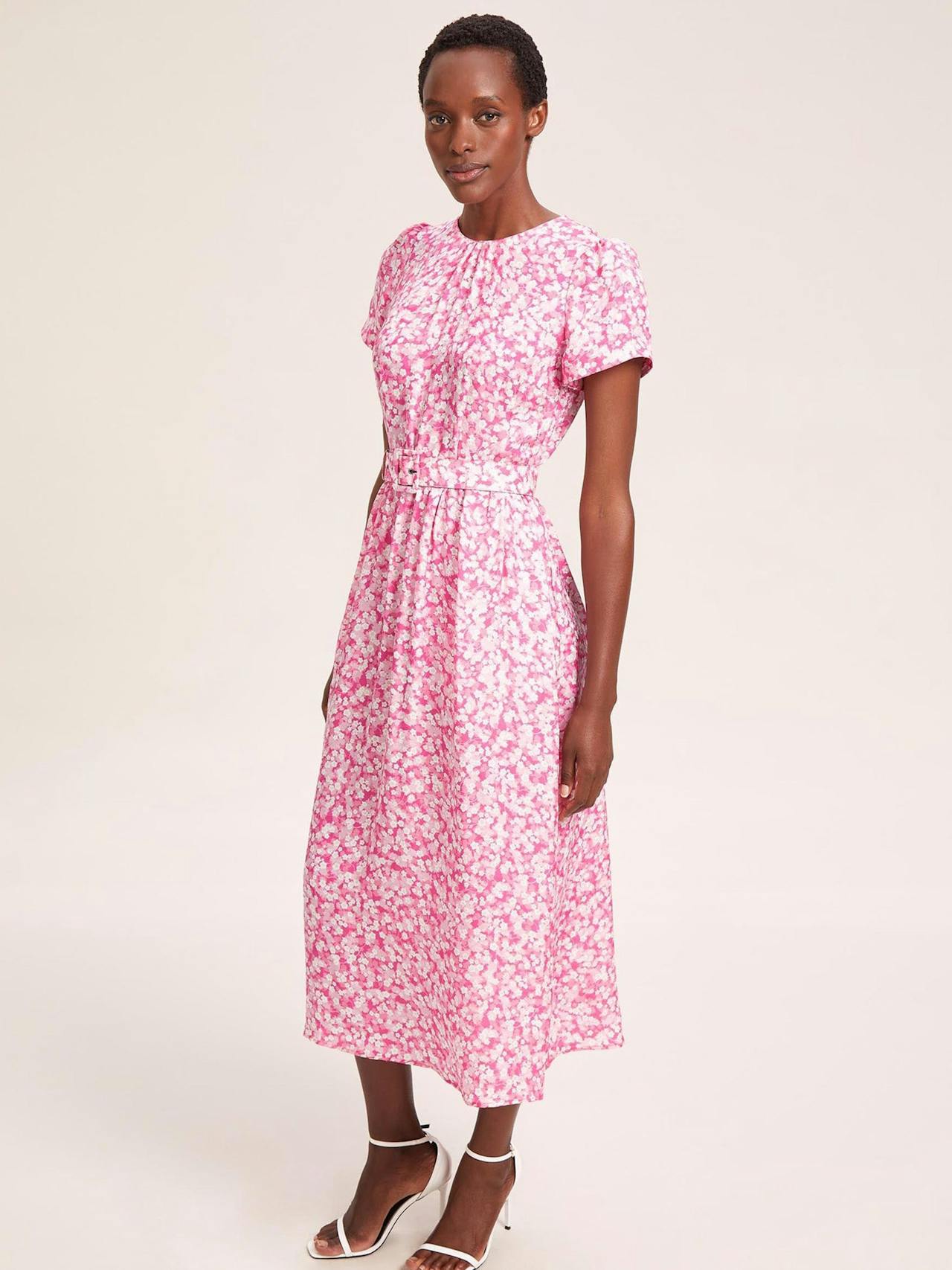 Hot pink blossom print Nina cotton blend maxi dress Dress Cefinn    - Collagerie