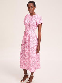 Hot pink blossom print Nina cotton blend maxi dress Dress Cefinn    - Collagerie