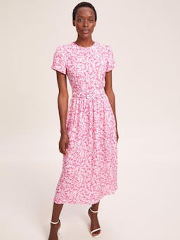 Hot pink blossom print Nina cotton blend maxi dress Dress Cefinn    - Collagerie