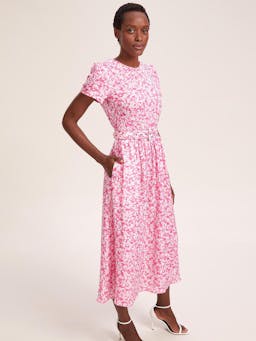 Hot pink blossom print Nina cotton blend maxi dress Dress Cefinn    - Collagerie