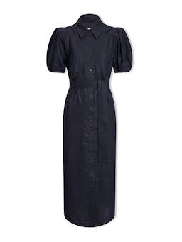 Navy Lyra techni linen maxi shirt dress Dress Cefinn    - Collagerie