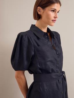 Navy Lyra techni linen maxi shirt dress Dress Cefinn    - Collagerie