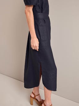 Navy Lyra techni linen maxi shirt dress Dress Cefinn    - Collagerie