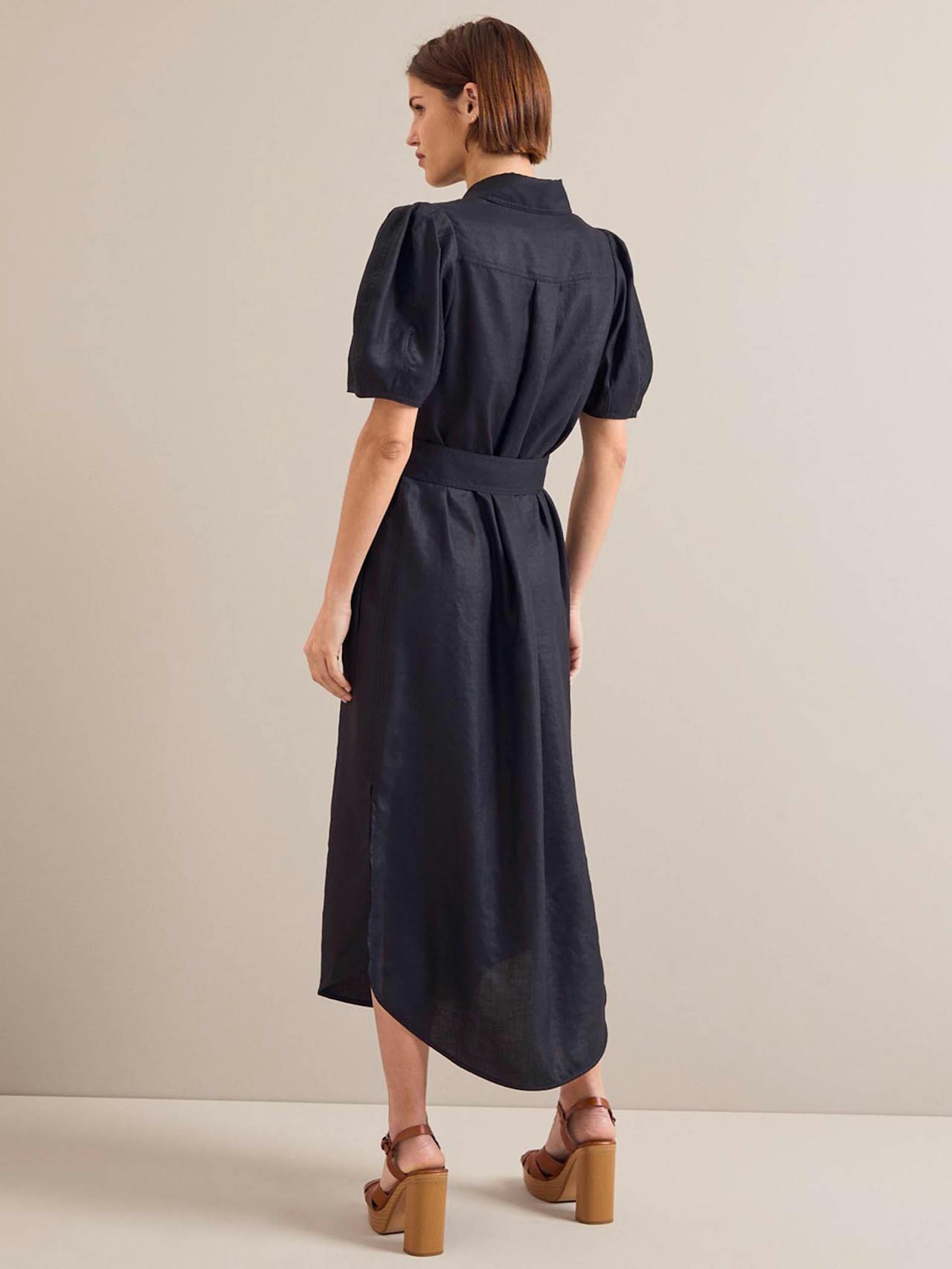 Navy Lyra techni linen maxi shirt dress Dress Cefinn    - Collagerie