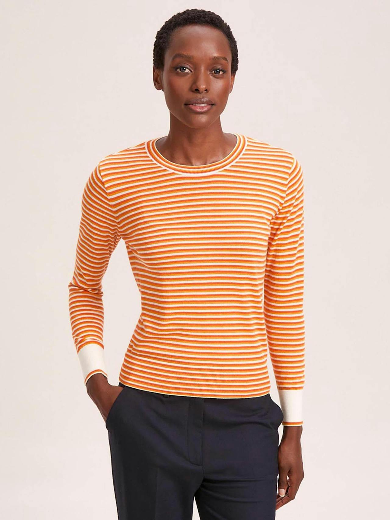 Orange yellow cream stripe Jodi cotton jumper Knit Cefinn    - Collagerie