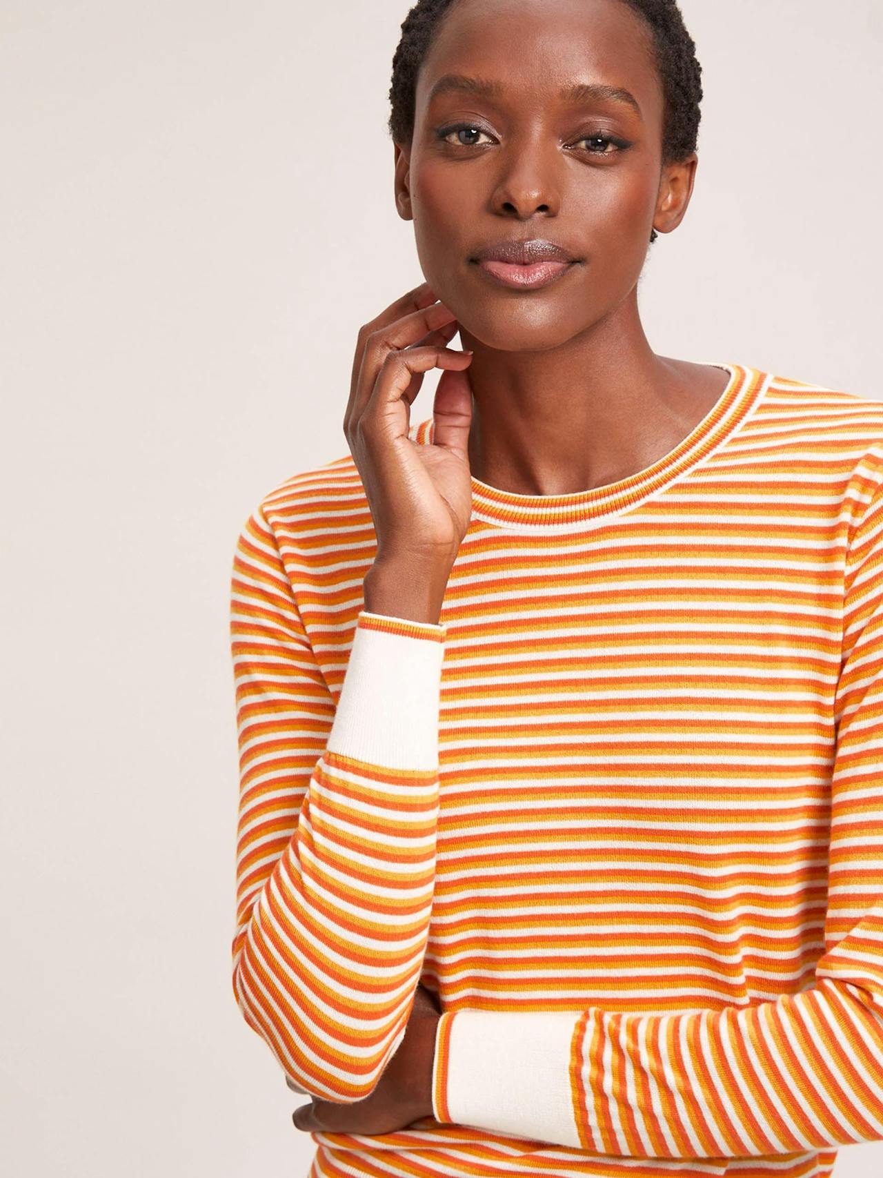 Orange yellow cream stripe Jodi cotton jumper Knit Cefinn    - Collagerie