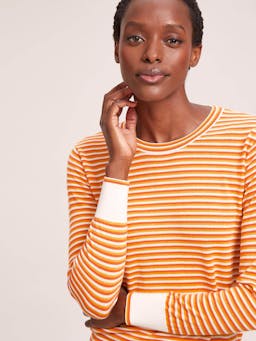 Orange yellow cream stripe Jodi cotton jumper Knit Cefinn    - Collagerie