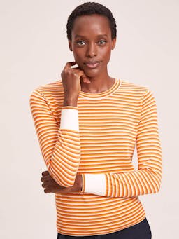 Orange yellow cream stripe Jodi cotton jumper Knit Cefinn    - Collagerie