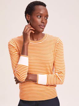 Orange yellow cream stripe Jodi cotton jumper Knit Cefinn    - Collagerie