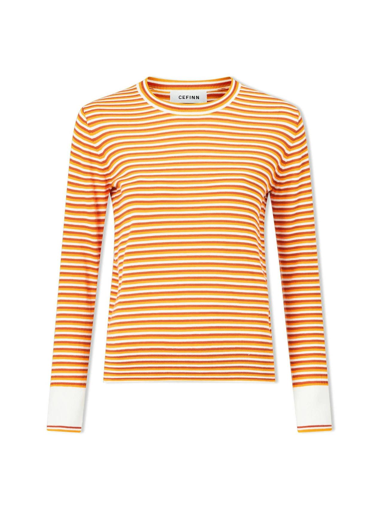 Orange yellow cream stripe Jodi cotton jumper