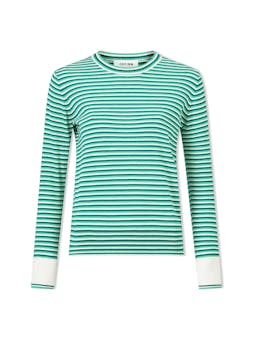 Teal mint cream stripe Jodi cotton jumper Knit Cefinn    - Collagerie