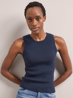 Navy Tammy cotton blend vest Knit Cefinn    - Collagerie