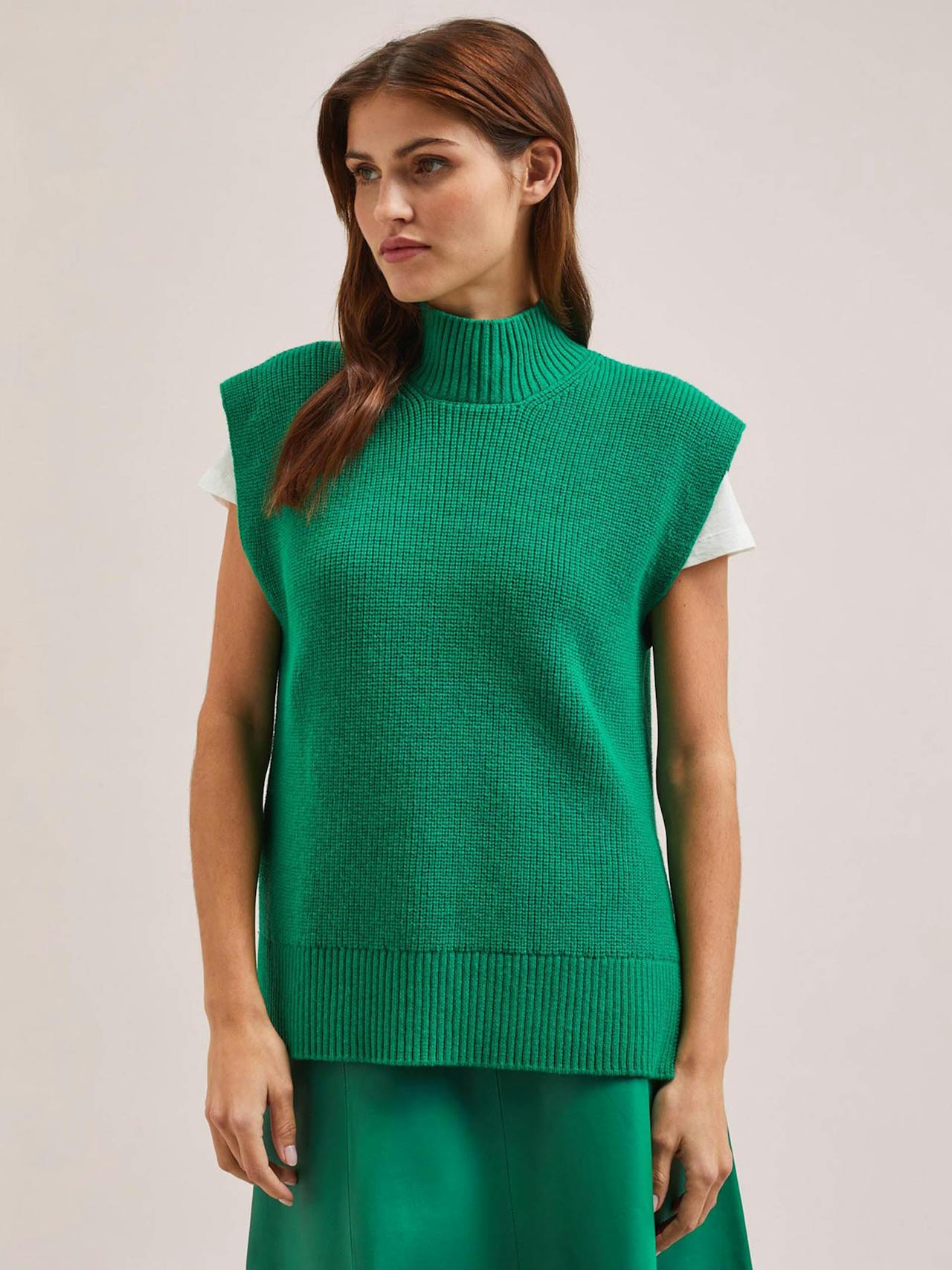 Emerald green Janice cotton blend funnel neck sleeveless jumper Knit Cefinn    - Collagerie