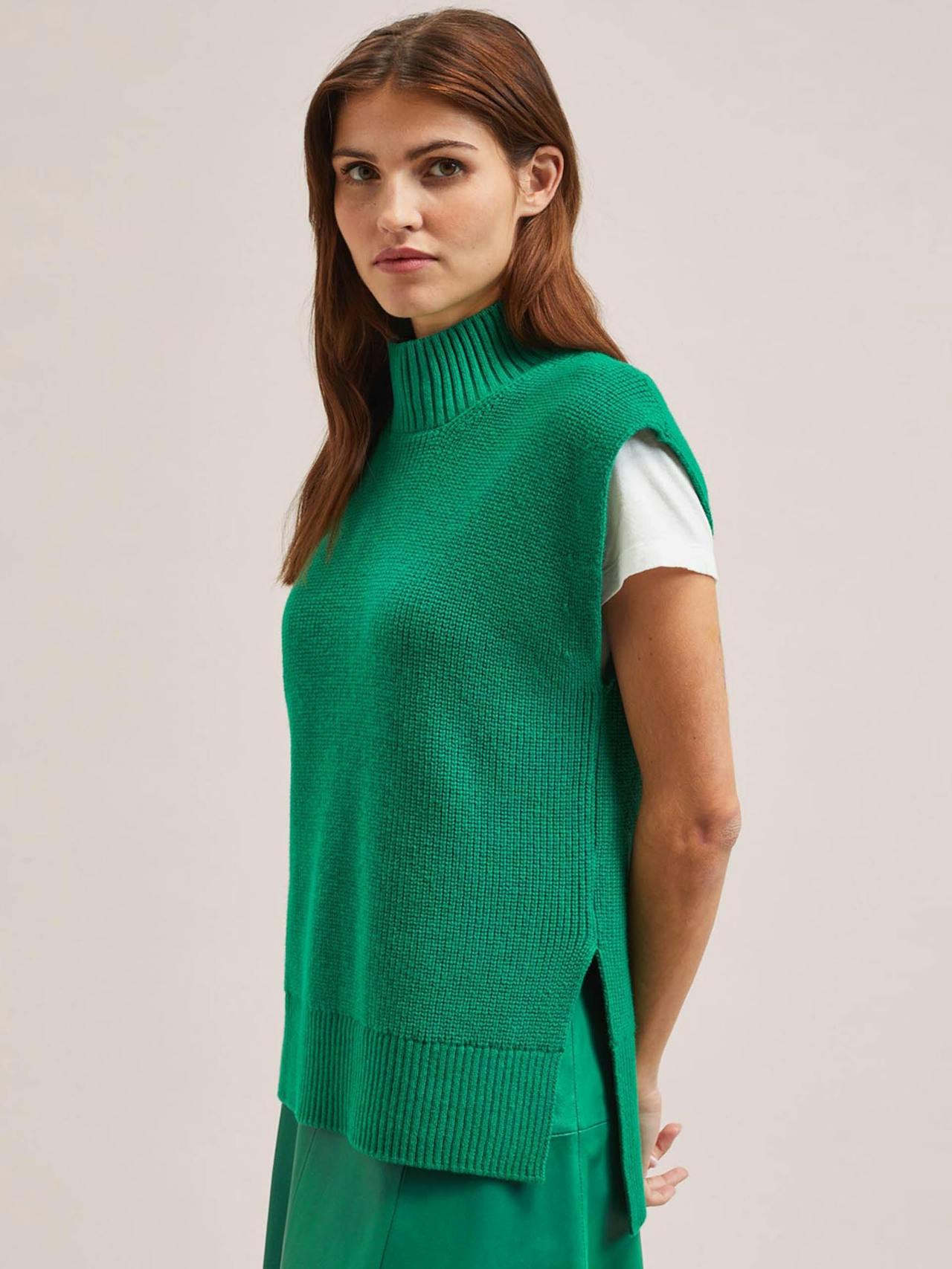 Emerald green Janice cotton blend funnel neck sleeveless jumper Knit Cefinn    - Collagerie