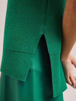 Emerald green Janice cotton blend funnel neck sleeveless jumper Knit Cefinn    - Collagerie