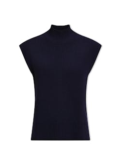 Navy Janice cotton blend funnel neck sleeveless jumper Knit Cefinn    - Collagerie