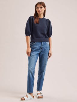 Navy Amalie linen blend jumper Knit Cefinn    - Collagerie