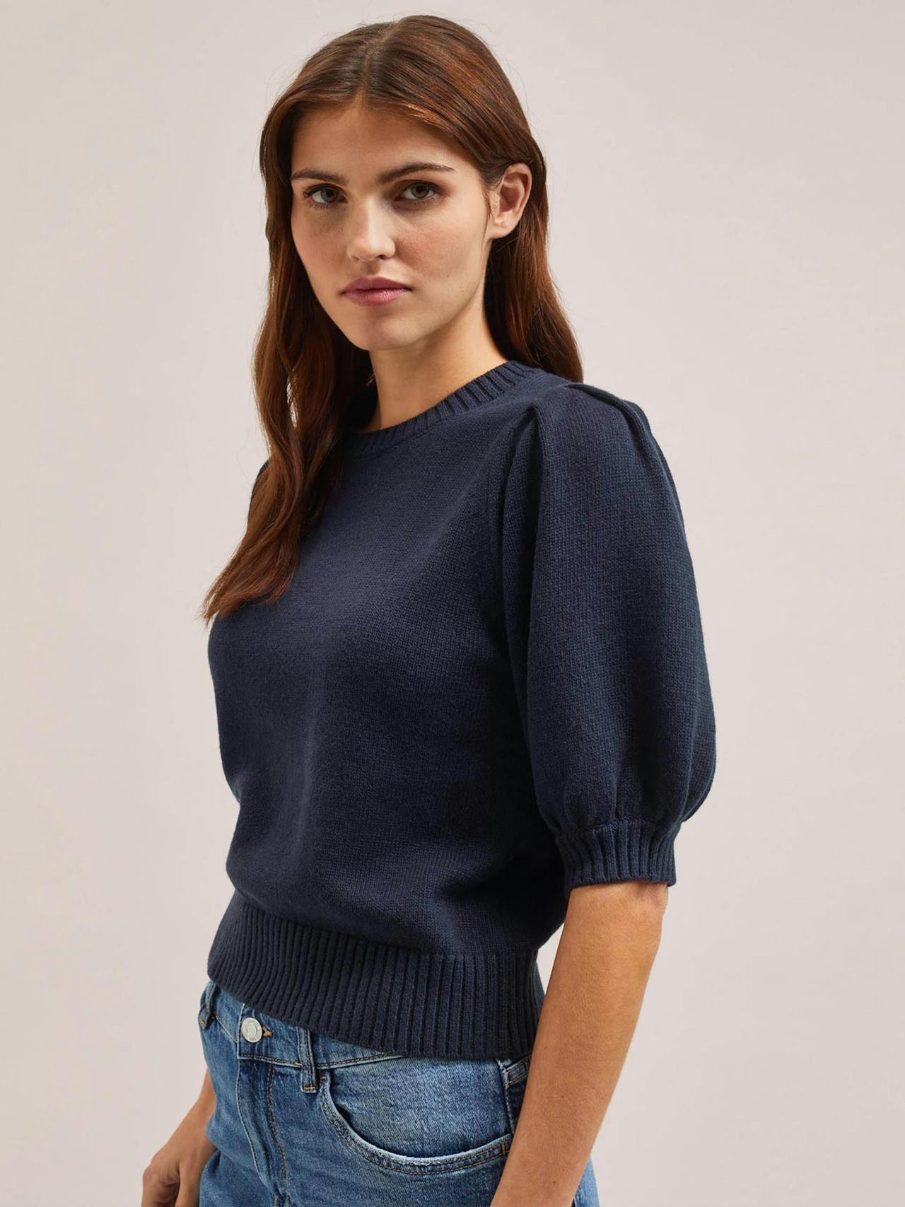 Navy Amalie linen blend jumper Knit Cefinn    - Collagerie