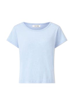 Pale blue Madison linen blend round neck knit t-shirt Knit Cefinn    - Collagerie