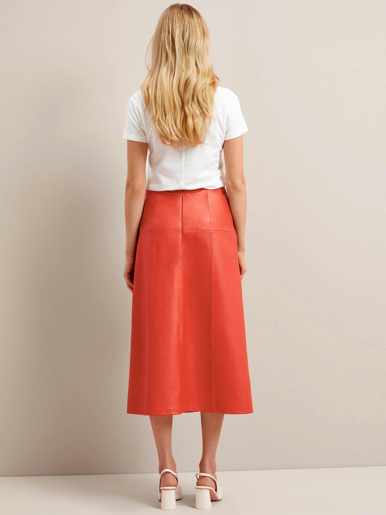 Orange Tiana leather midi skirt Skirt Cefinn    - Collagerie