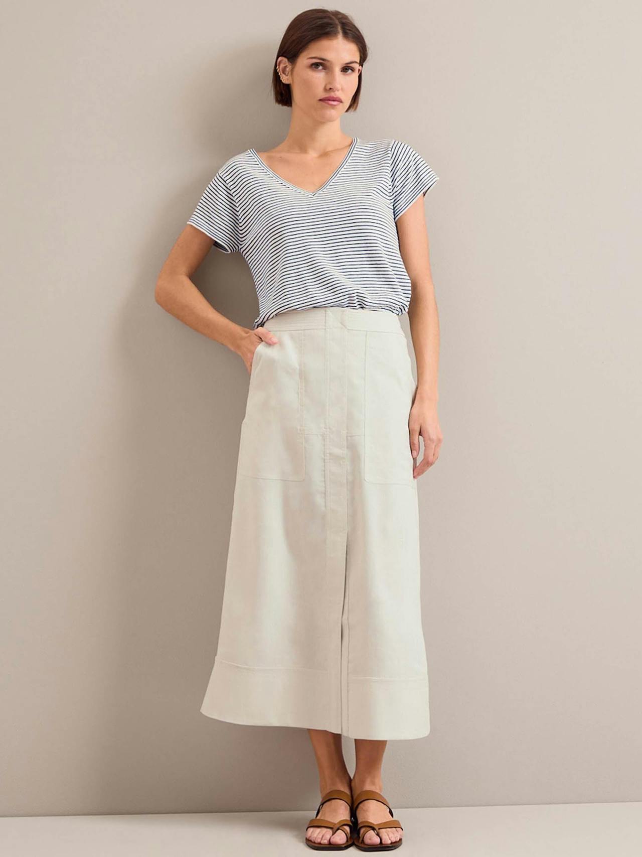 Cream Safia techni linen midi skirt Skirt Cefinn    - Collagerie