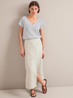 Cream Safia techni linen midi skirt Skirt Cefinn    - Collagerie