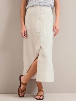 Cream Safia techni linen midi skirt Skirt Cefinn    - Collagerie