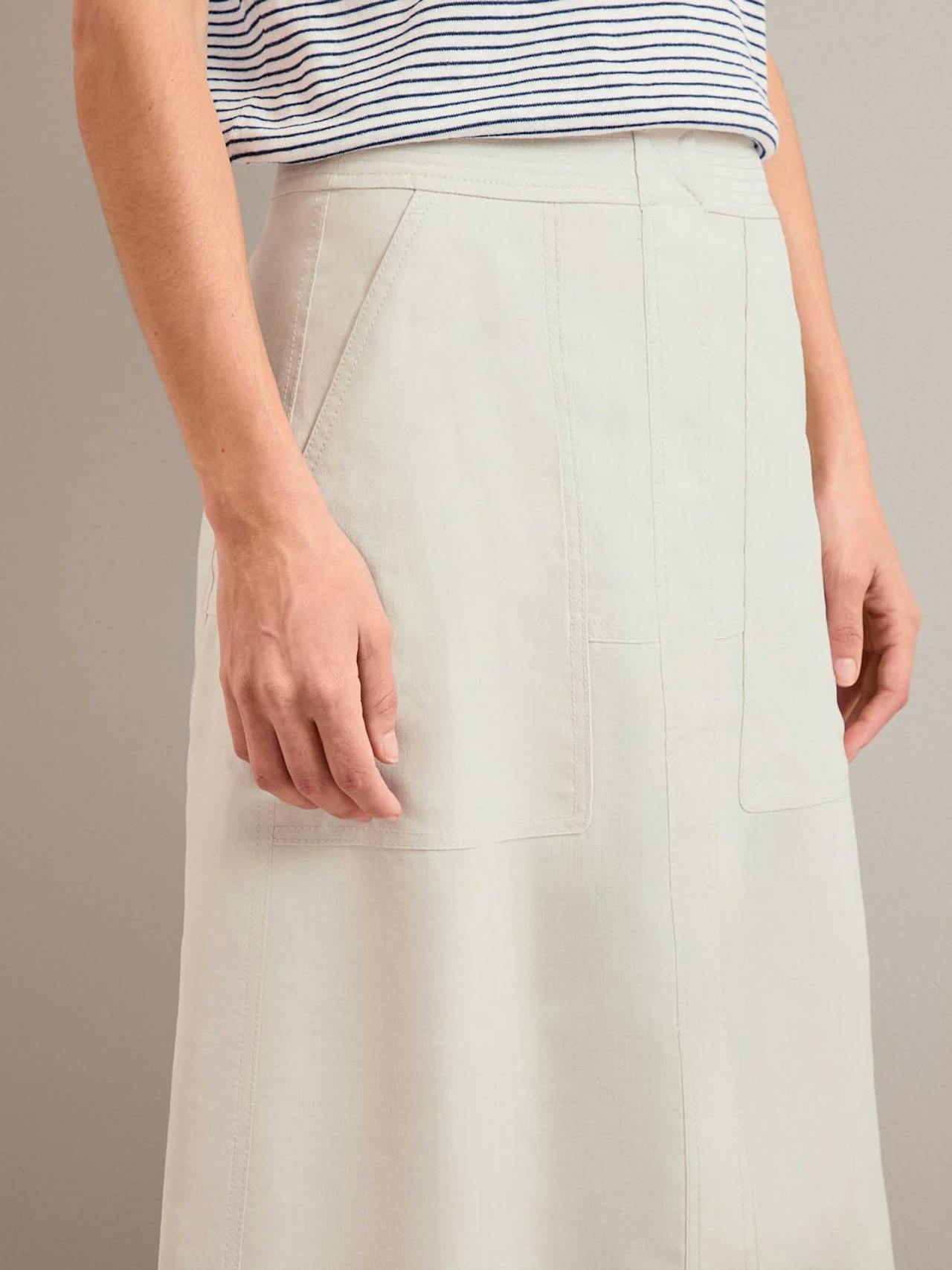 Cream Safia techni linen midi skirt Skirt Cefinn    - Collagerie