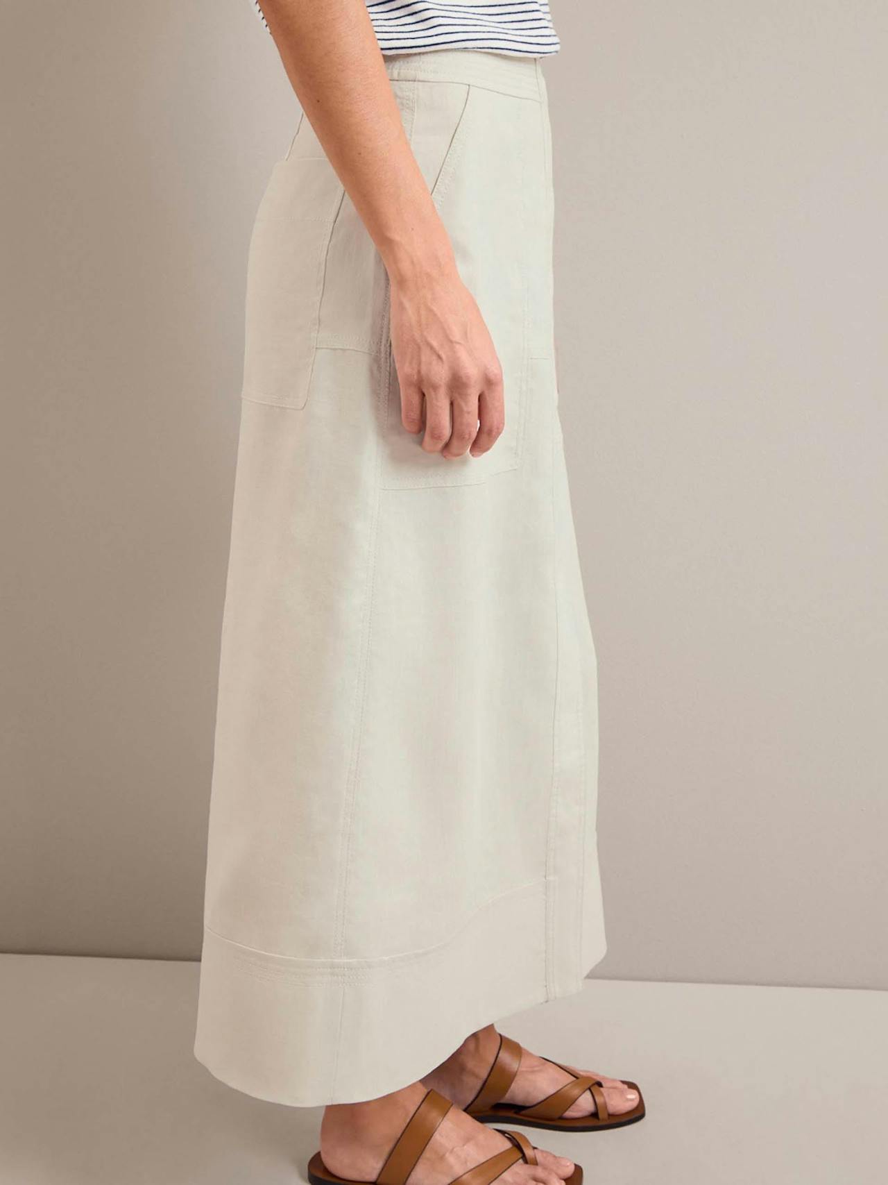 Cream Safia techni linen midi skirt Skirt Cefinn    - Collagerie