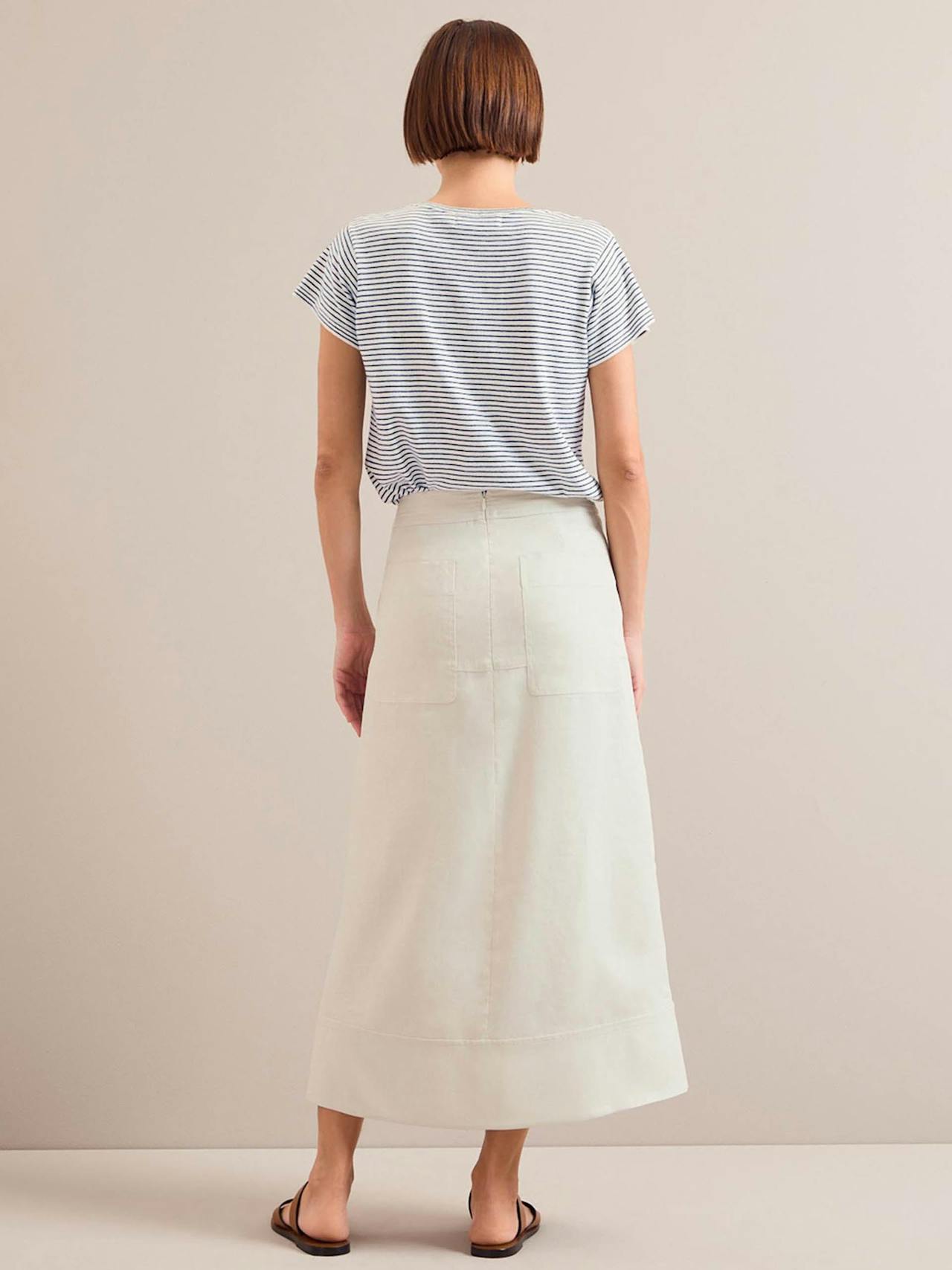 Cream Safia techni linen midi skirt Skirt Cefinn    - Collagerie