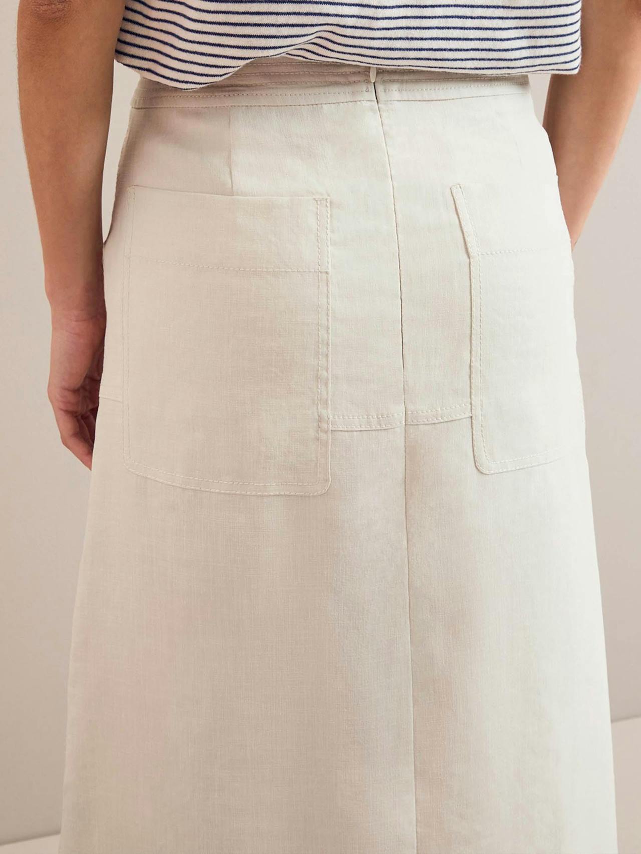 Cream Safia techni linen midi skirt Skirt Cefinn    - Collagerie