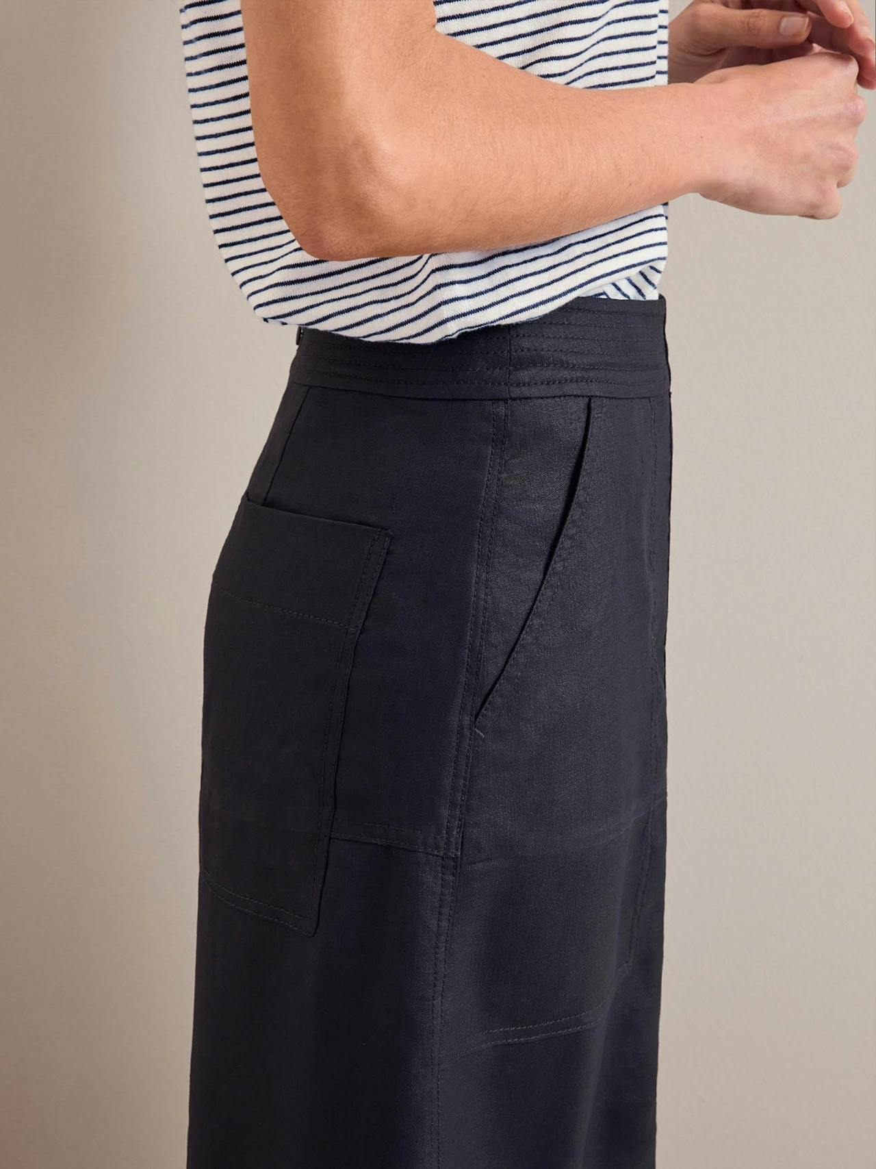 Navy Safia techni linen midi skirt Skirt Cefinn    - Collagerie