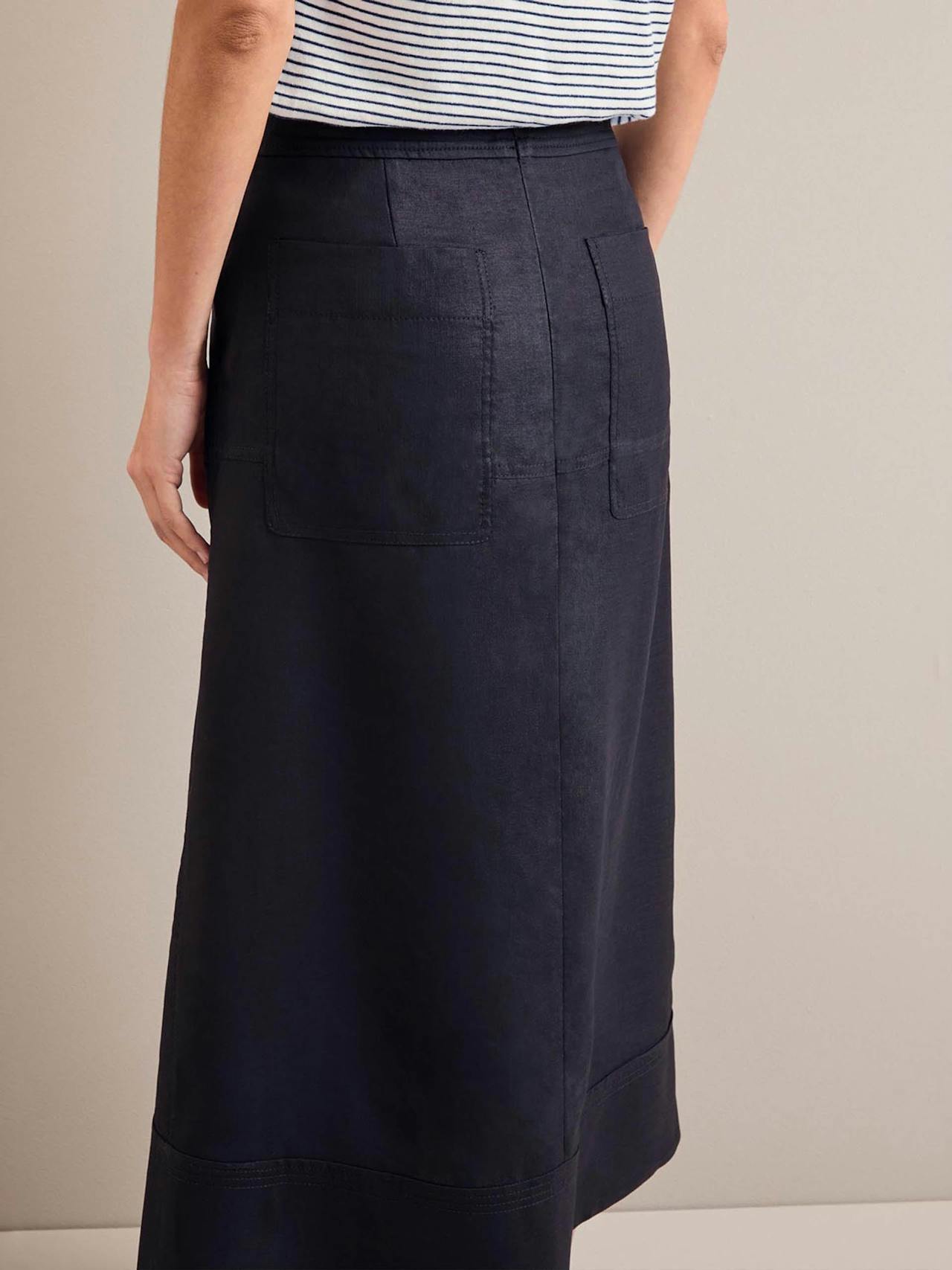 Navy Safia techni linen midi skirt Skirt Cefinn    - Collagerie