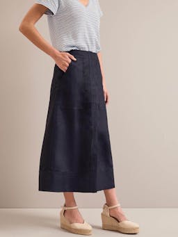 Navy Safia techni linen midi skirt Skirt Cefinn    - Collagerie