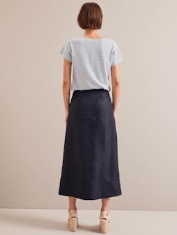 Navy Safia techni linen midi skirt Skirt Cefinn    - Collagerie