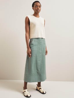 Sage green Safia techni linen midi skirt Skirt Cefinn    - Collagerie