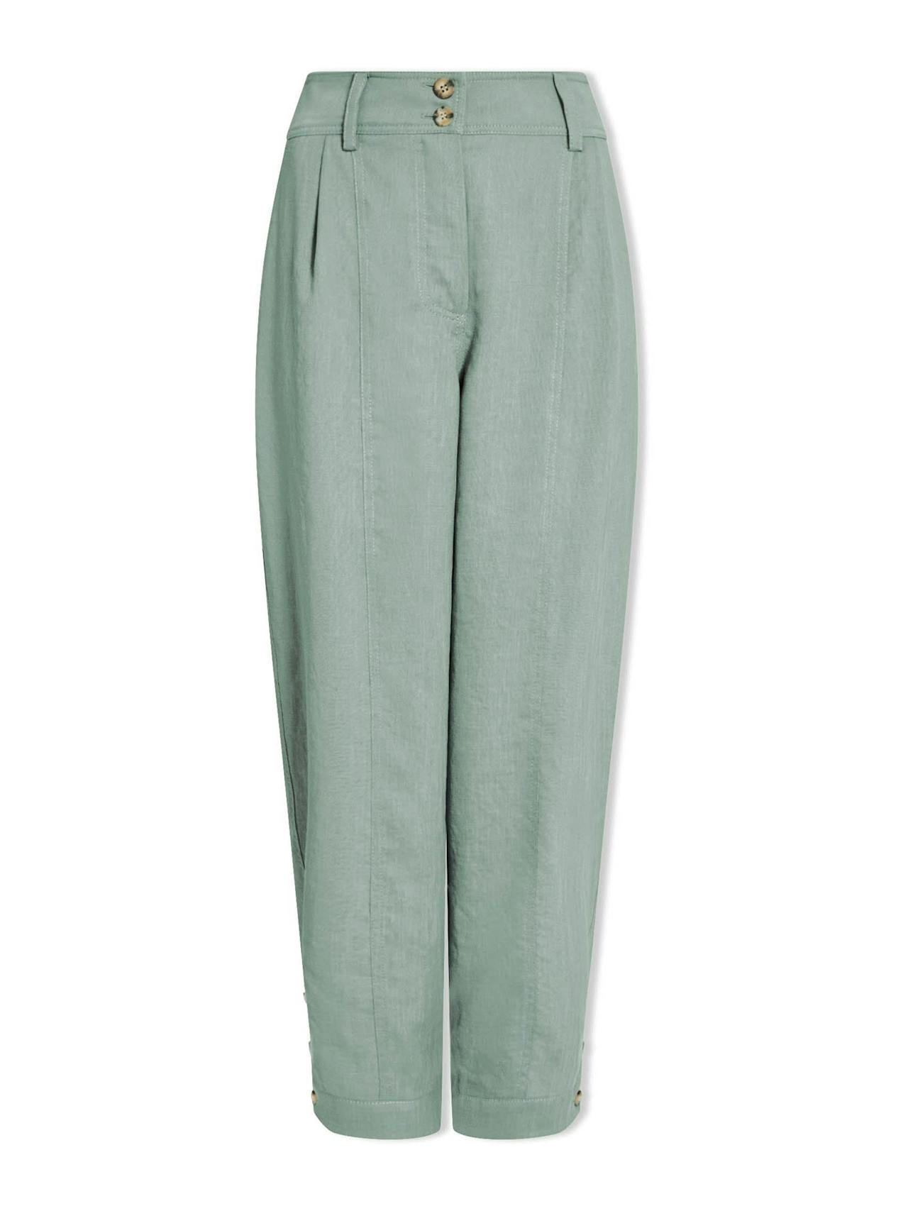 Sage green Tyson techni linen tapered trousers