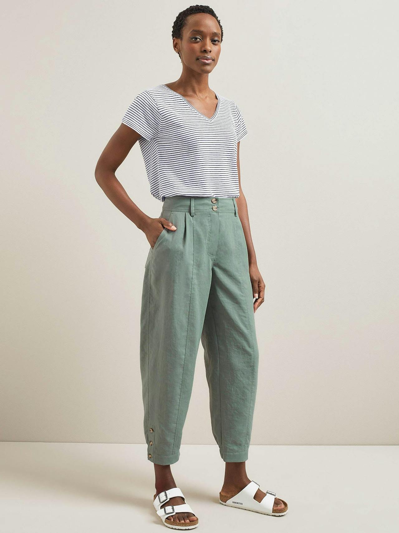 Sage green Tyson techni linen tapered trousers Trouser Cefinn    - Collagerie