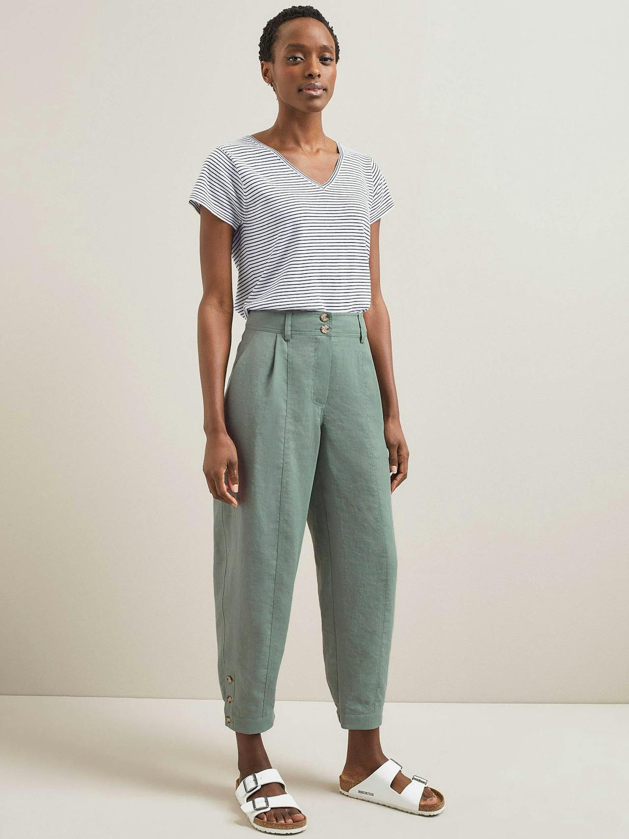 Sage green Tyson techni linen tapered trousers Trouser Cefinn    - Collagerie